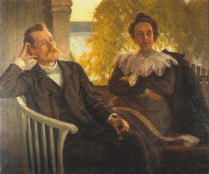 Richard Bergh Author Per Hallstrom and his wife Helga china oil painting image